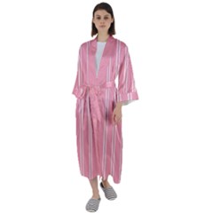 Nice Stripes - Flamingo Pink Maxi Satin Kimono by FashionBoulevard