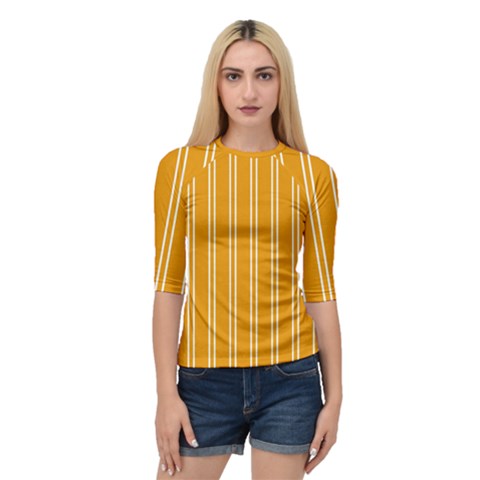 Nice Stripes - Honey Orange Quarter Sleeve Raglan Tee by FashionBoulevard