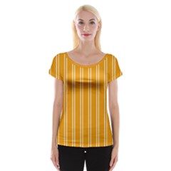 Nice Stripes - Honey Orange Cap Sleeve Top by FashionBoulevard