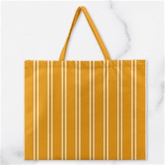 Nice Stripes - Honey Orange Zipper Large Tote Bag by FashionBoulevard