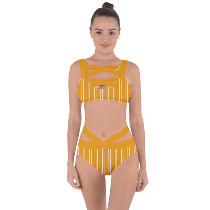 Nice Stripes - Honey Orange Bandaged Up Bikini Set 