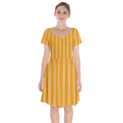 Nice Stripes - Honey Orange Short Sleeve Bardot Dress by FashionBoulevard