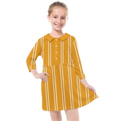 Nice Stripes - Honey Orange Kids  Quarter Sleeve Shirt Dress by FashionBoulevard