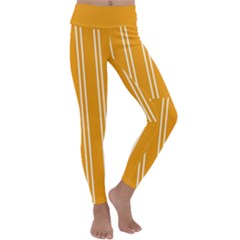 Nice Stripes - Honey Orange Kids  Lightweight Velour Classic Yoga Leggings by FashionBoulevard