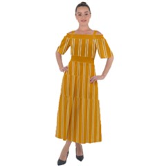 Nice Stripes - Honey Orange Shoulder Straps Boho Maxi Dress  by FashionBoulevard