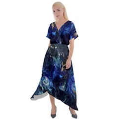 Somewhere In Space Cross Front Sharkbite Hem Maxi Dress