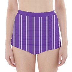 Nice Stripes - Imperial Purple High-waisted Bikini Bottoms by FashionBoulevard