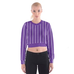 Nice Stripes - Imperial Purple Cropped Sweatshirt by FashionBoulevard