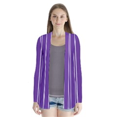 Nice Stripes - Imperial Purple Drape Collar Cardigan by FashionBoulevard