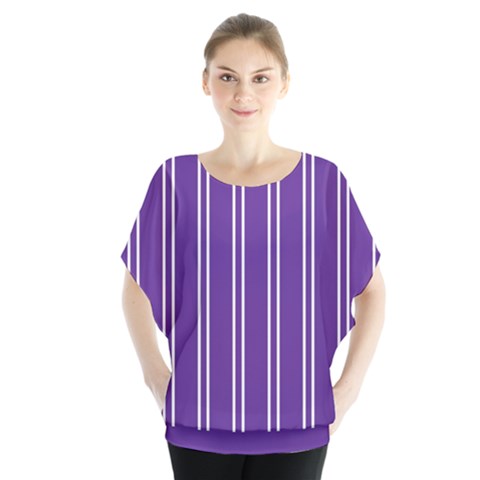 Nice Stripes - Imperial Purple Batwing Chiffon Blouse by FashionBoulevard