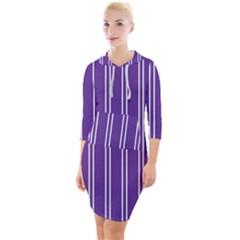 Nice Stripes - Imperial Purple Quarter Sleeve Hood Bodycon Dress by FashionBoulevard