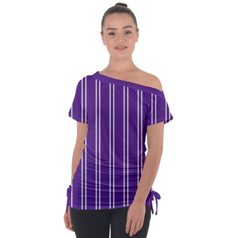 Nice Stripes - Imperial Purple Tie-up Tee by FashionBoulevard