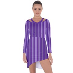 Nice Stripes - Imperial Purple Asymmetric Cut-out Shift Dress by FashionBoulevard