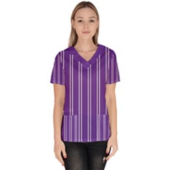 Nice Stripes - Imperial Purple Women s V-neck Scrub Top by FashionBoulevard