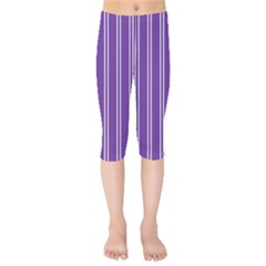 Nice Stripes - Imperial Purple Kids  Capri Leggings  by FashionBoulevard