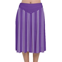 Nice Stripes - Imperial Purple Velvet Flared Midi Skirt by FashionBoulevard