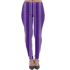 Nice Stripes - Imperial Purple Lightweight Velour Leggings by FashionBoulevard