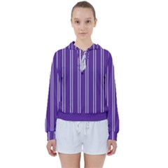 Nice Stripes - Imperial Purple Women s Tie Up Sweat by FashionBoulevard