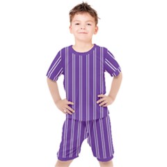 Nice Stripes - Imperial Purple Kids  Tee And Shorts Set by FashionBoulevard