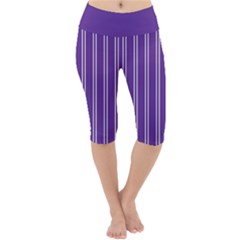 Nice Stripes - Imperial Purple Lightweight Velour Cropped Yoga Leggings by FashionBoulevard