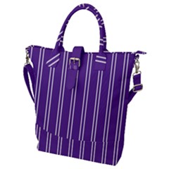 Nice Stripes - Imperial Purple Buckle Top Tote Bag by FashionBoulevard