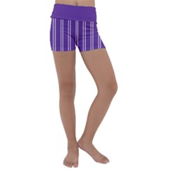 Nice Stripes - Imperial Purple Kids  Lightweight Velour Yoga Shorts by FashionBoulevard