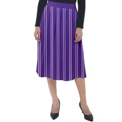 Nice Stripes - Imperial Purple Classic Velour Midi Skirt  by FashionBoulevard