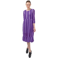 Nice Stripes - Imperial Purple Ruffle End Midi Chiffon Dress by FashionBoulevard