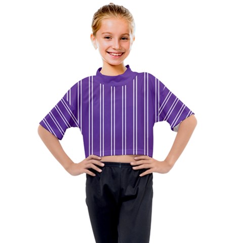 Nice Stripes - Imperial Purple Kids Mock Neck Tee by FashionBoulevard