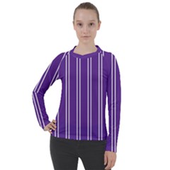 Nice Stripes - Imperial Purple Women s Pique Long Sleeve Tee