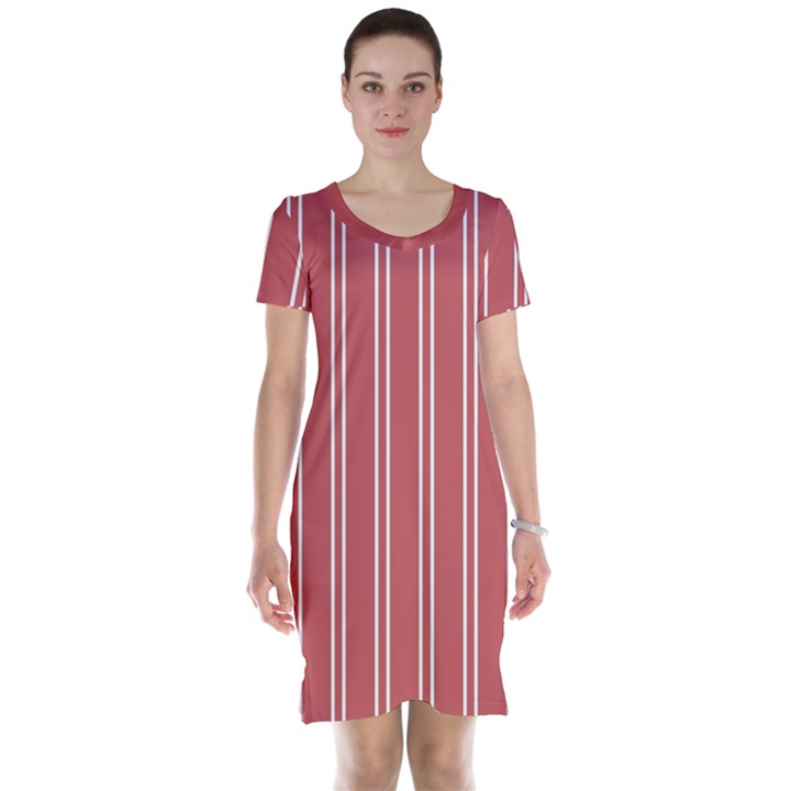 Nice Stripes - Indian Red Short Sleeve Nightdress