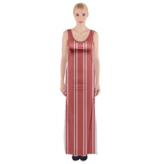 Nice Stripes - Indian Red Thigh Split Maxi Dress by FashionBoulevard