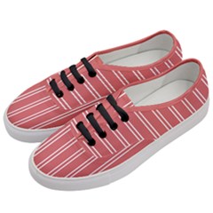 Nice Stripes - Indian Red Women s Classic Low Top Sneakers by FashionBoulevard