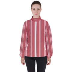 Nice Stripes - Indian Red Women s High Neck Windbreaker by FashionBoulevard