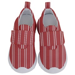 Nice Stripes - Indian Red Kids  Velcro No Lace Shoes by FashionBoulevard