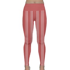 Nice Stripes - Indian Red Lightweight Velour Classic Yoga Leggings by FashionBoulevard