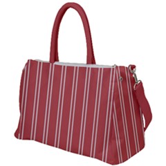 Nice Stripes - Indian Red Duffel Travel Bag by FashionBoulevard