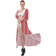 Nice Stripes - Indian Red Maxi Chiffon Beach Wrap by FashionBoulevard