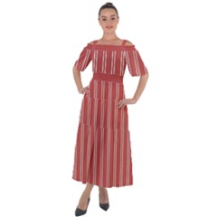 Nice Stripes - Indian Red Shoulder Straps Boho Maxi Dress  by FashionBoulevard