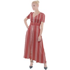 Nice Stripes - Indian Red Button Up Short Sleeve Maxi Dress