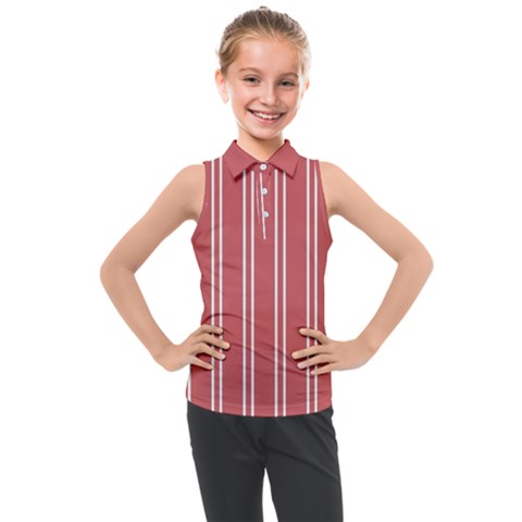 Nice Stripes - Indian Red Kids  Sleeveless Polo Tee by FashionBoulevard