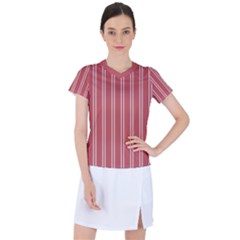 Nice Stripes - Indian Red Women s Sports Top by FashionBoulevard