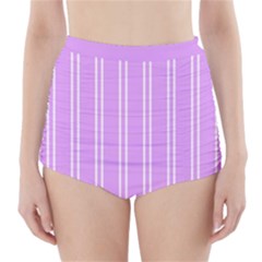 Nice Stripes - Lavender Purple High-waisted Bikini Bottoms by FashionBoulevard