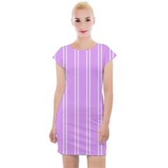 Nice Stripes - Lavender Purple Cap Sleeve Bodycon Dress by FashionBoulevard