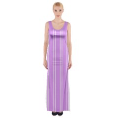 Nice Stripes - Lavender Purple Thigh Split Maxi Dress by FashionBoulevard