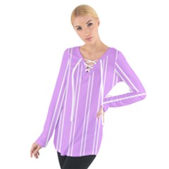 Nice Stripes - Lavender Purple Tie Up Tee by FashionBoulevard