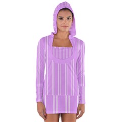 Nice Stripes - Lavender Purple Long Sleeve Hooded T-shirt by FashionBoulevard