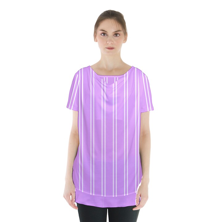 Nice Stripes - Lavender Purple Skirt Hem Sports Top