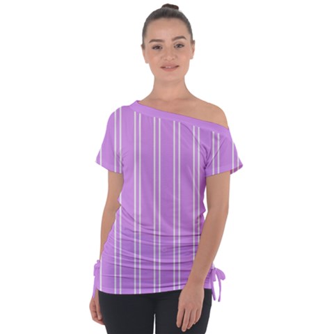 Nice Stripes - Lavender Purple Tie-up Tee by FashionBoulevard