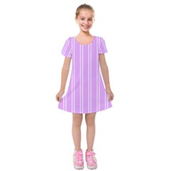 Nice Stripes - Lavender Purple Kids  Short Sleeve Velvet Dress by FashionBoulevard